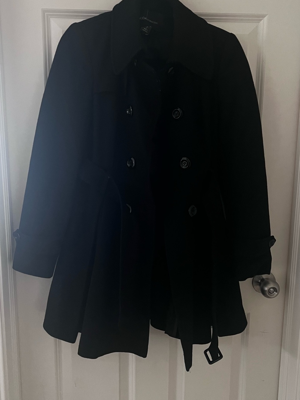 Classic Black Wool Trench Coat